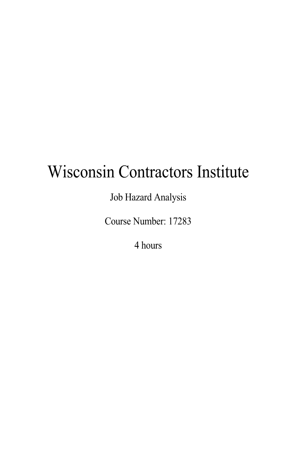 Wisconsin Contractors Institute