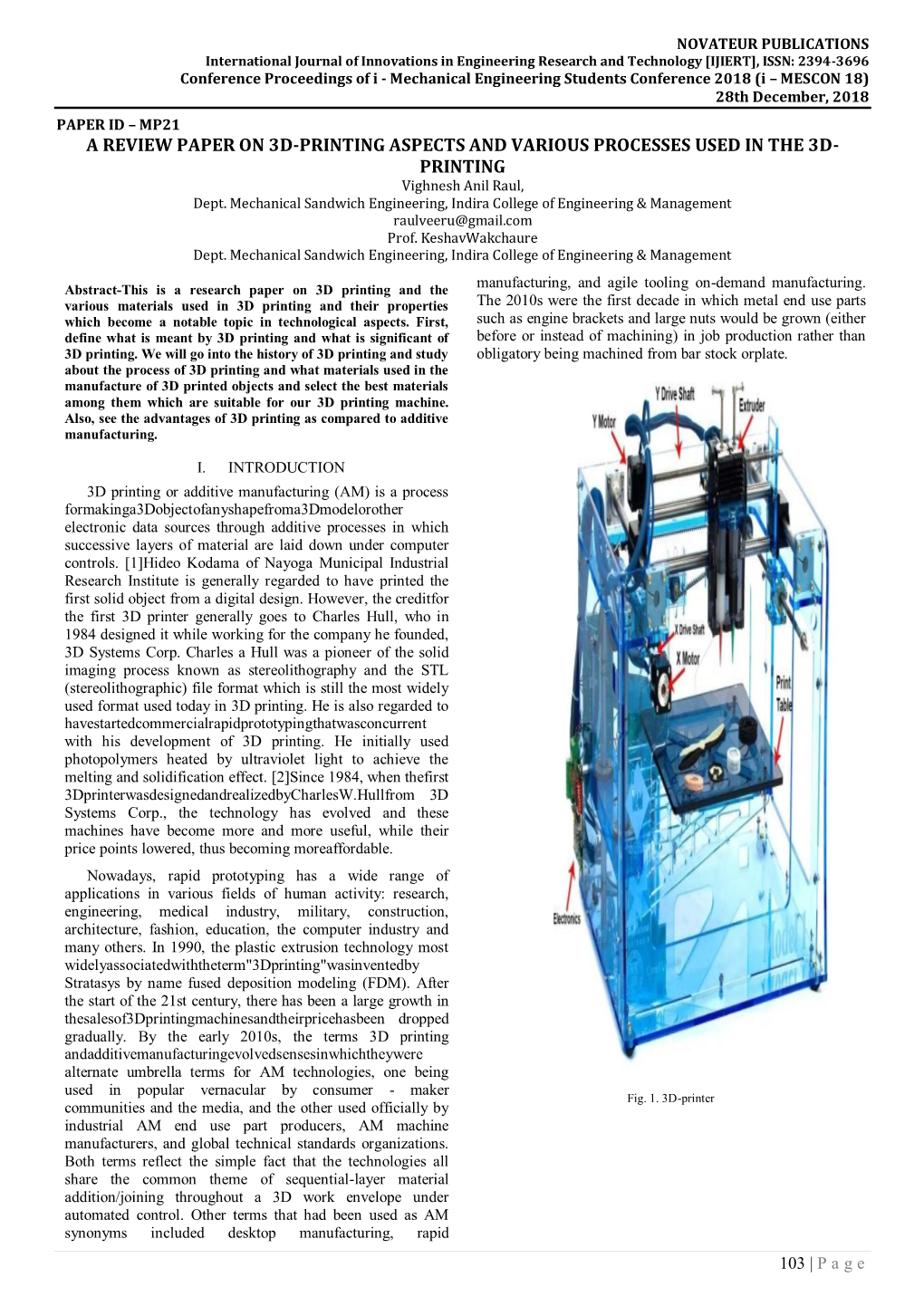 A Review Paper on 3D-Printing Aspects and Various Processes Used in the 3D-Printing