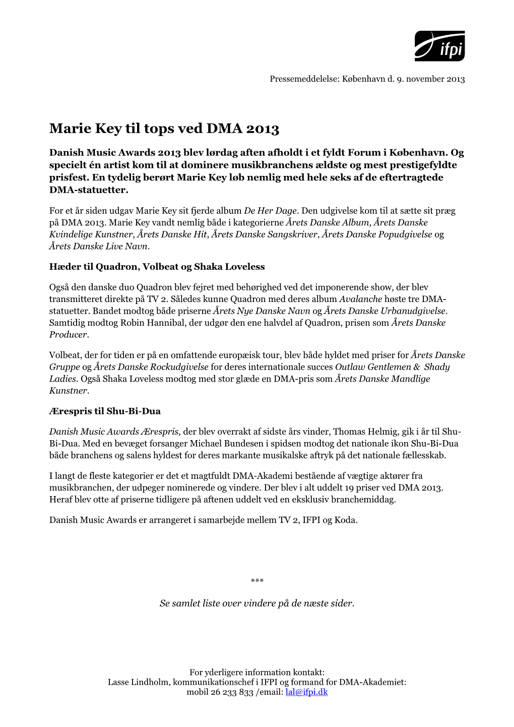 Marie Key Til Tops Ved DMA 2013