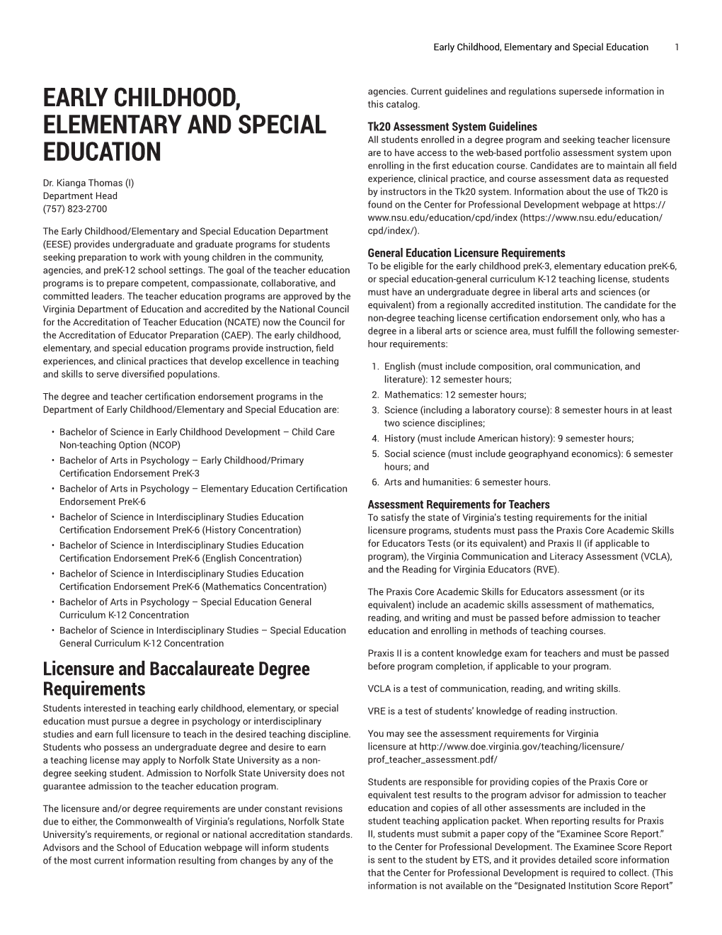 Early Childhood, Elementary and Special Education 1