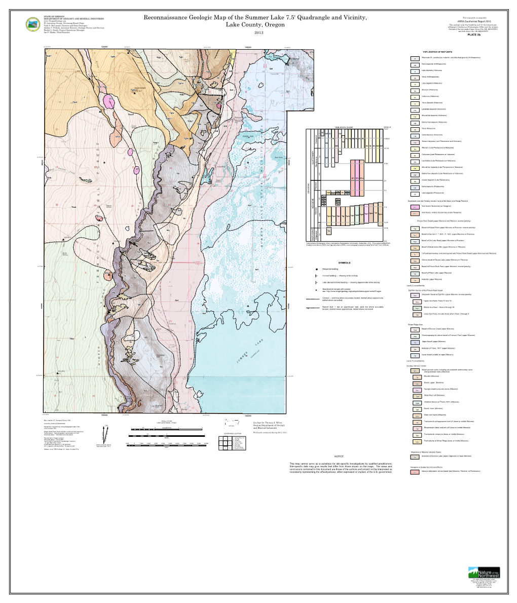 Reconnaissance Geologic Map of the Summer Lake 7.5' Quadrangle and Vicinity, Lake County, Oregon