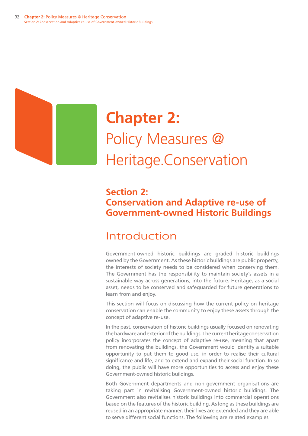 Chapter 2: Policy Measures @ Heritage.Conservation Section 2: Conservation and Adaptive Re-Use of Government-Owned Historic Buildings