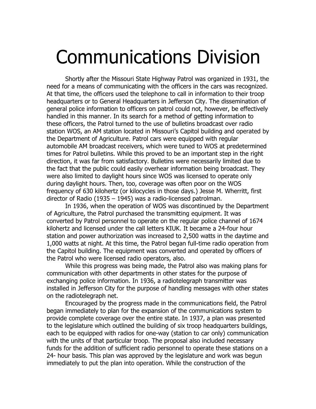 Communications Division