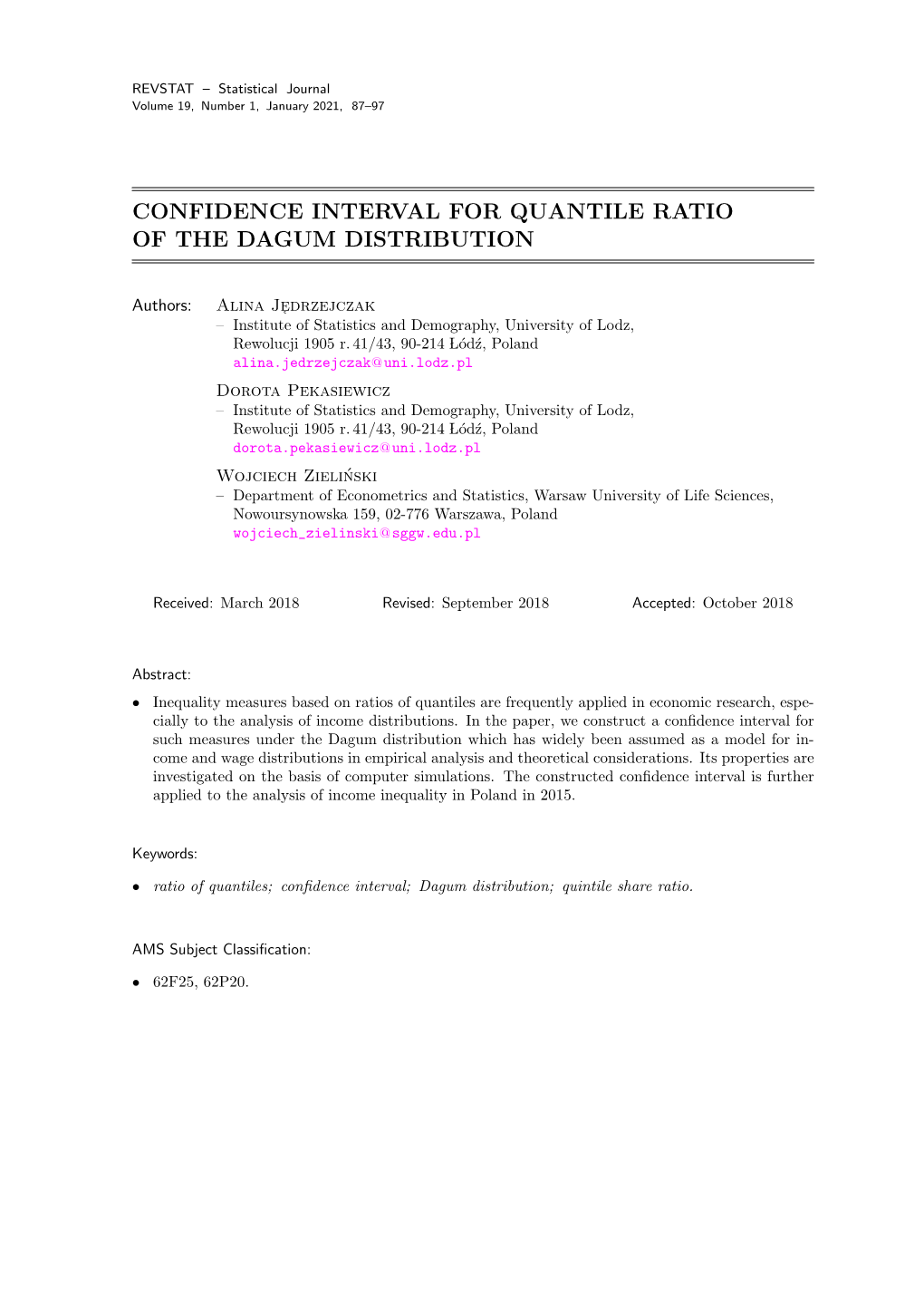 Confidence Interval for Quantile Ratio of the Dagum Distribution