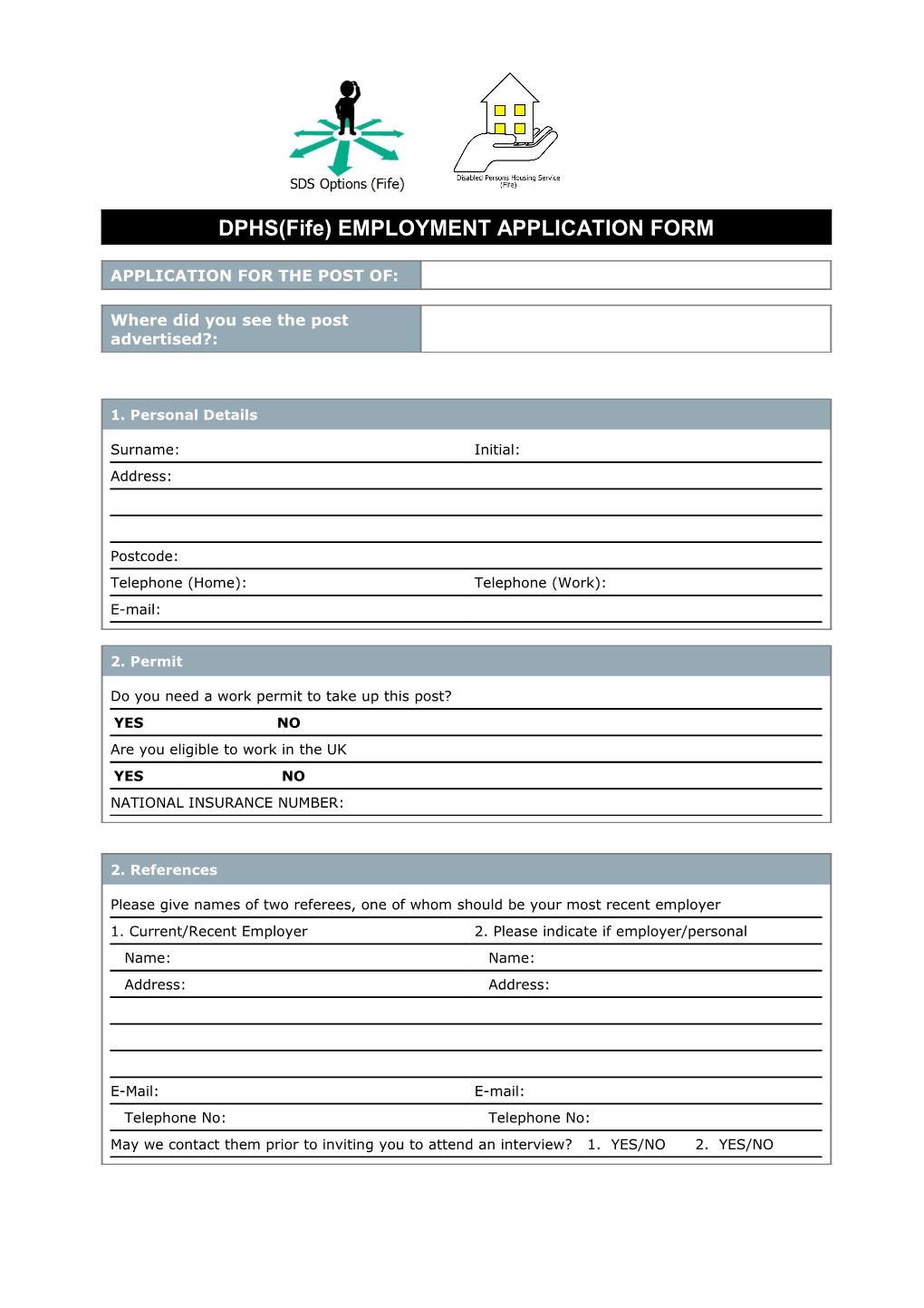 POLHA Employment Application Form