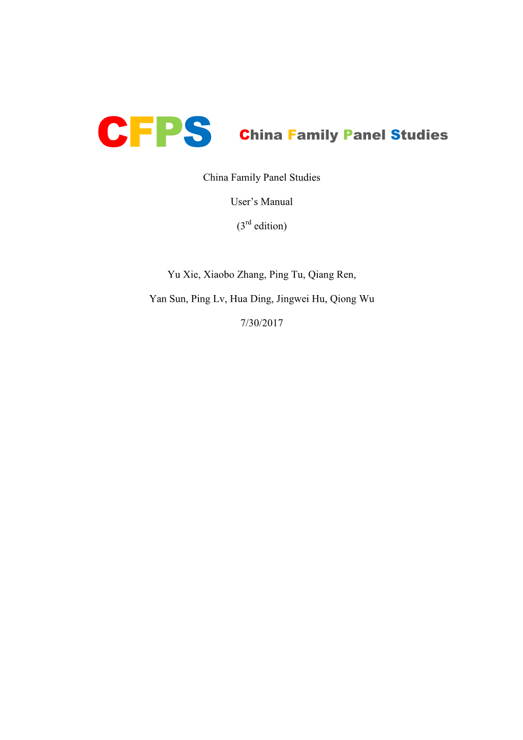 CFPS China Family Panel Studies