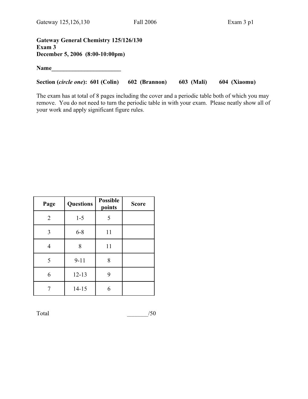 Gateway General Chemistry 125/126/130