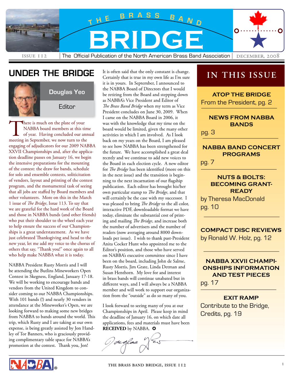 Bridge H Issue 112 the Official Publication of the North American Brass Band Association December, 2008