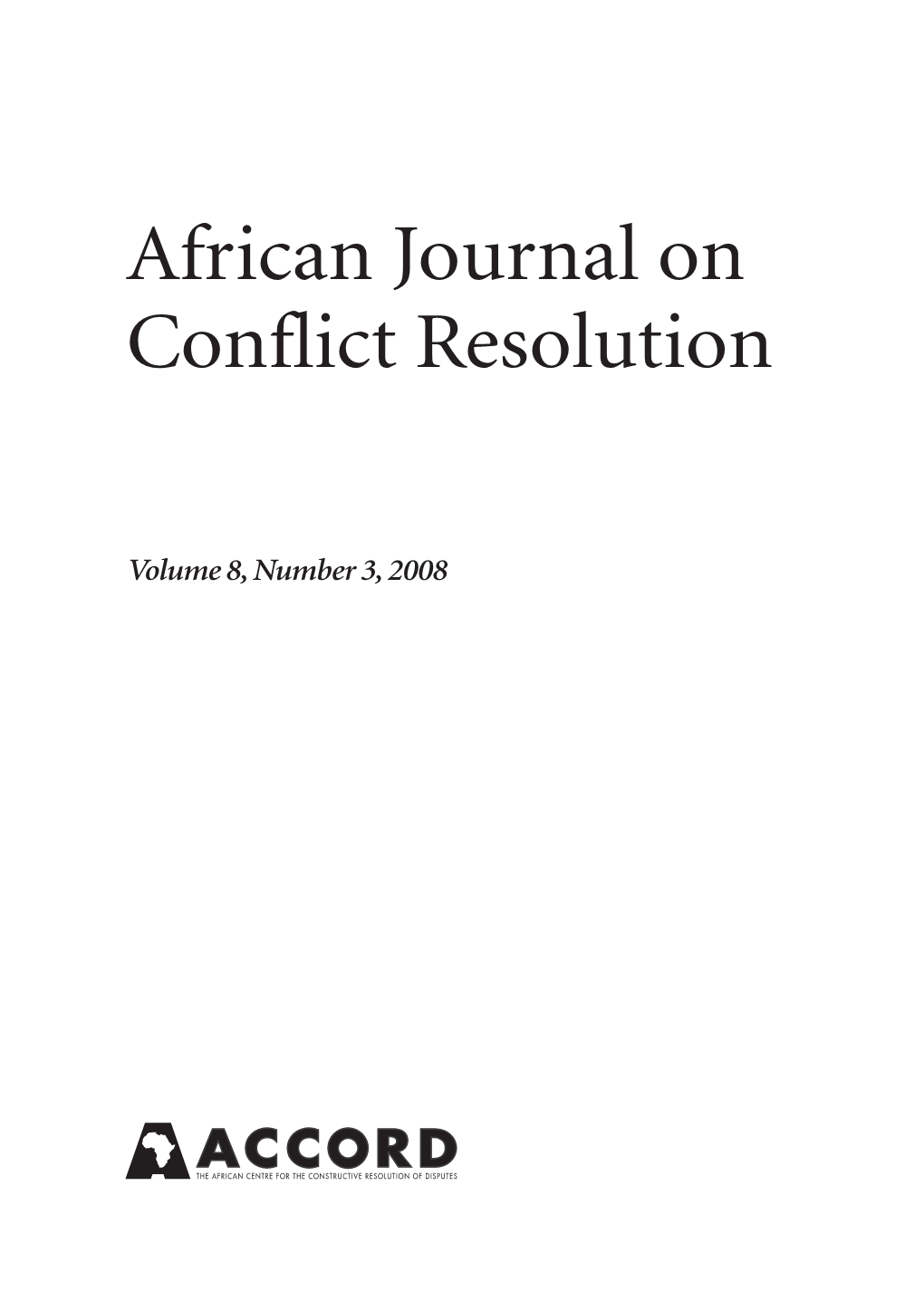 AJCR Volume 8 No.3, 2008