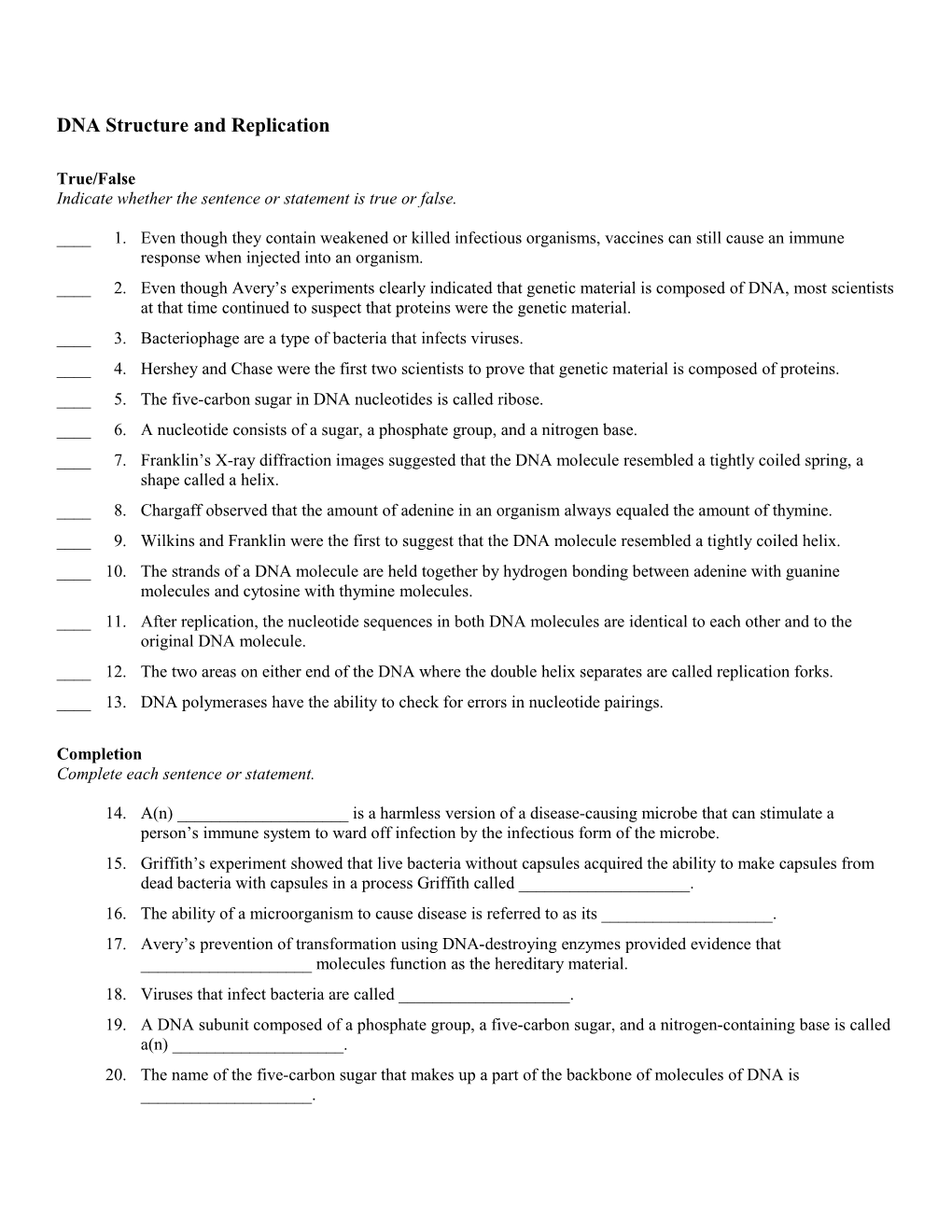 DNA Structure and Replication