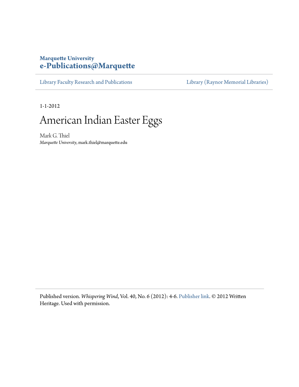American Indian Easter Eggs Mark G