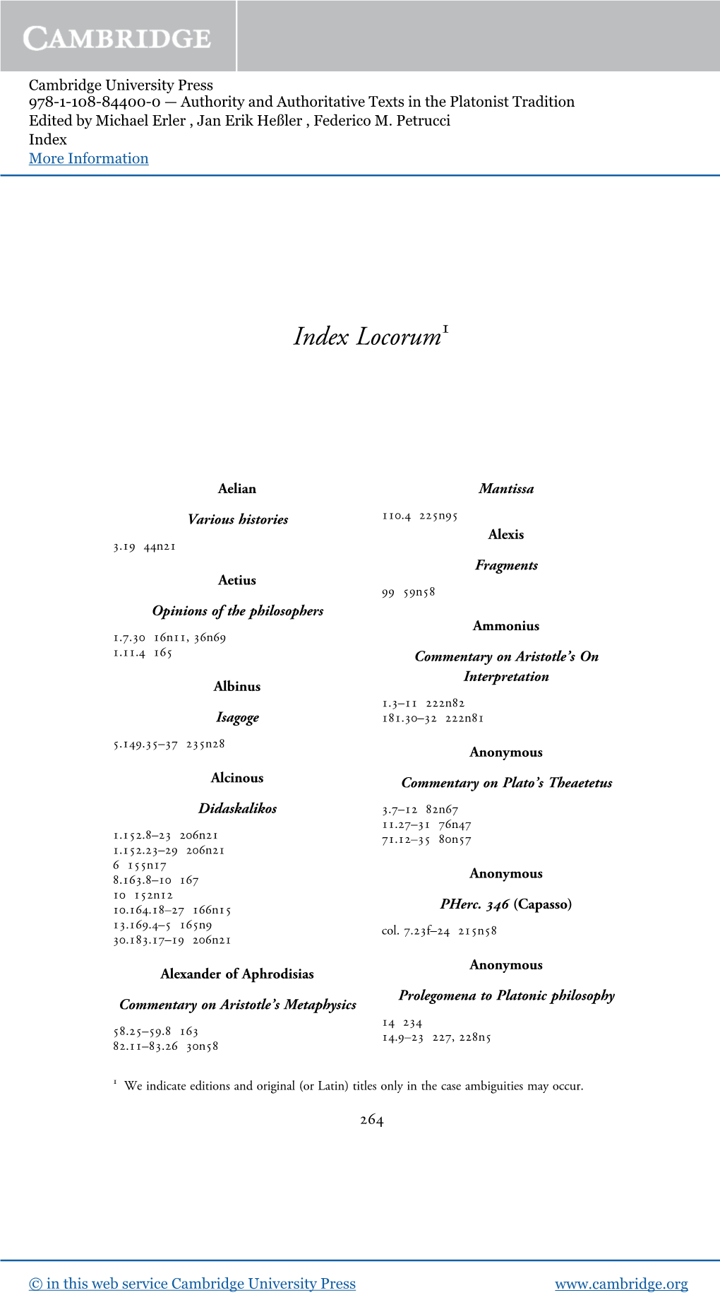 Index Locorum1
