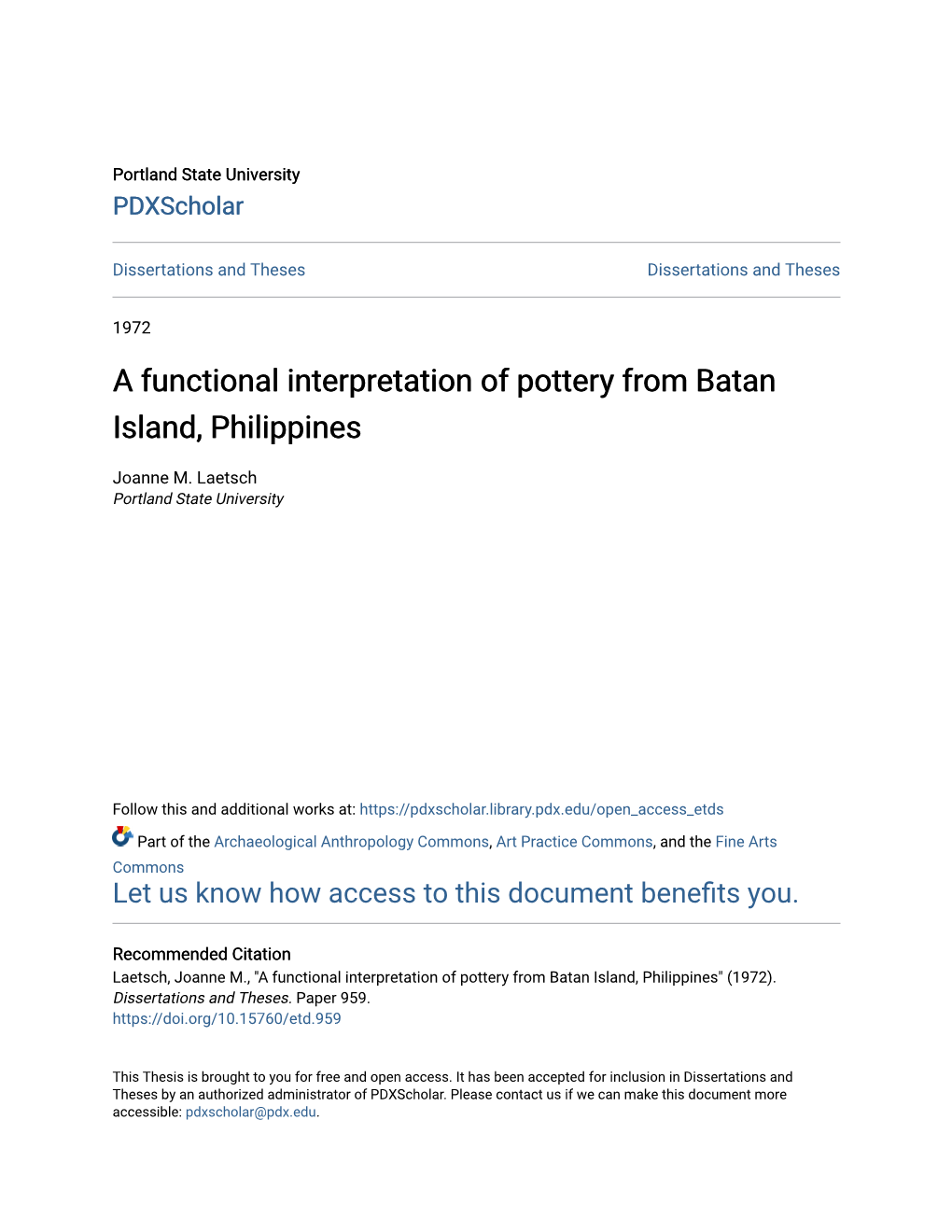 A Functional Interpretation of Pottery from Batan Island, Philippines