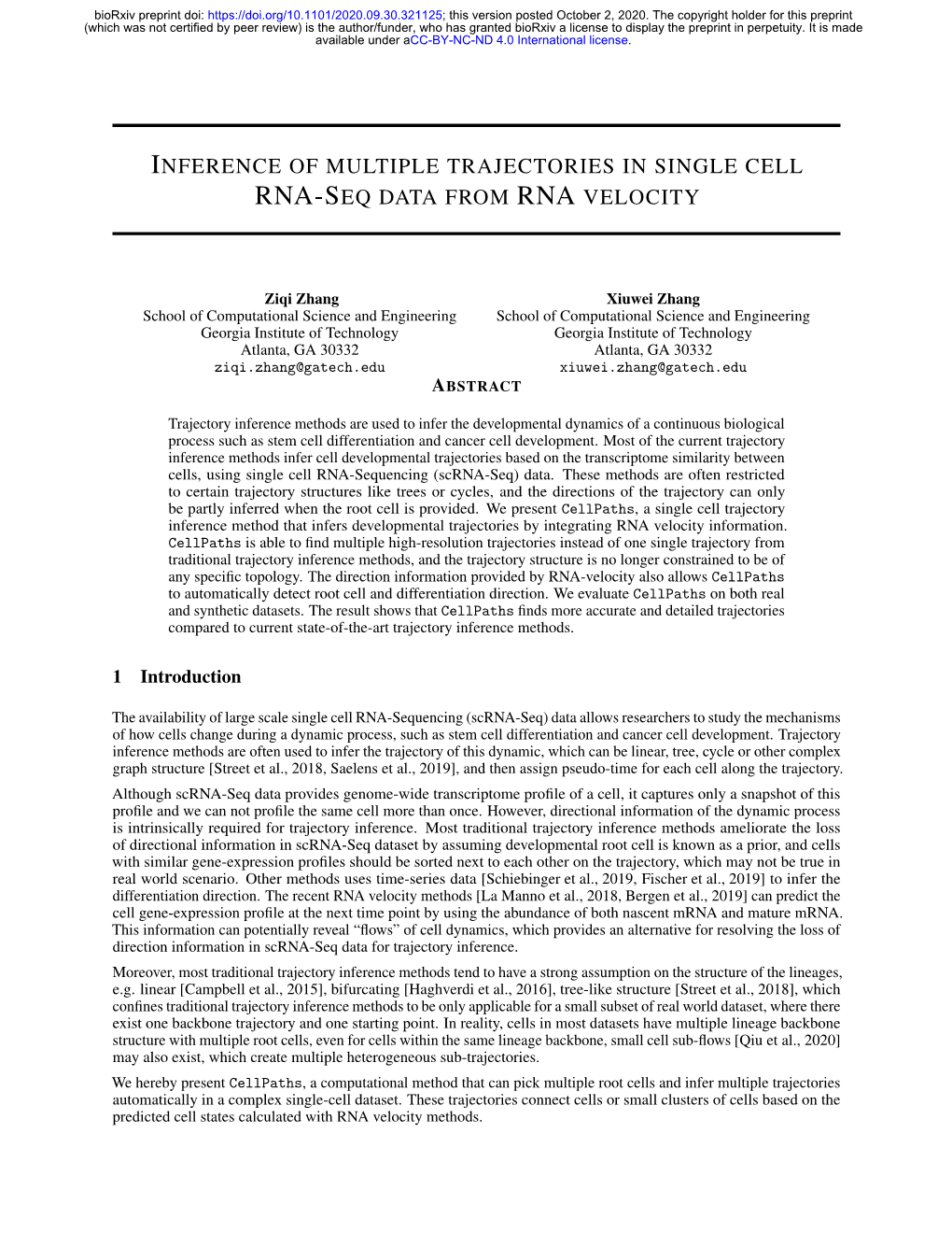 Inference of Multiple Trajectories in Single Cell RNA-Seq Data from RNA Velocity