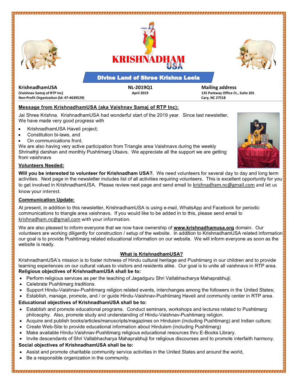 Krishnadhamusa NL-2019Q1 Mailing Address Know Your Interest