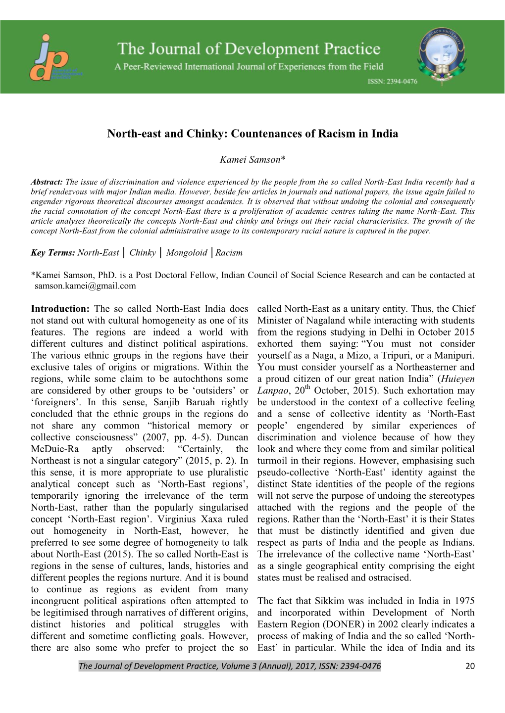 North-East and Chinky: Countenances of Racism in India