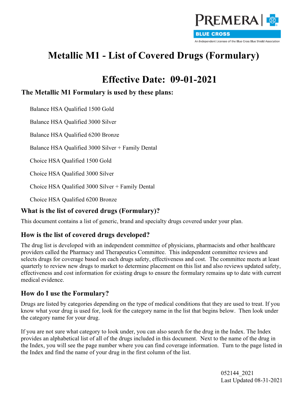 2021 M1 Drug List