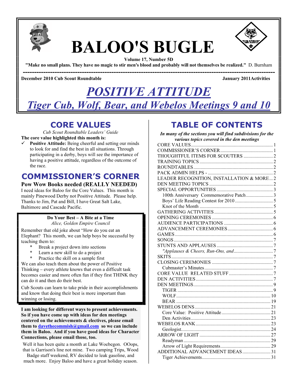 BALOO's BUGLE Volume 17, Number 5D "Make No Small Plans