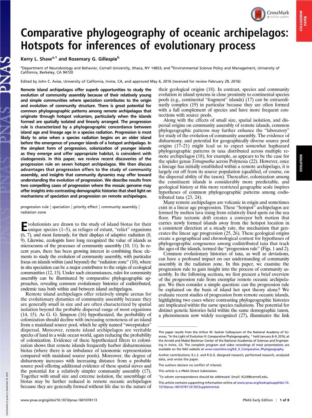 Comparative Phylogeography of Oceanic Archipelagos: Hotspots For