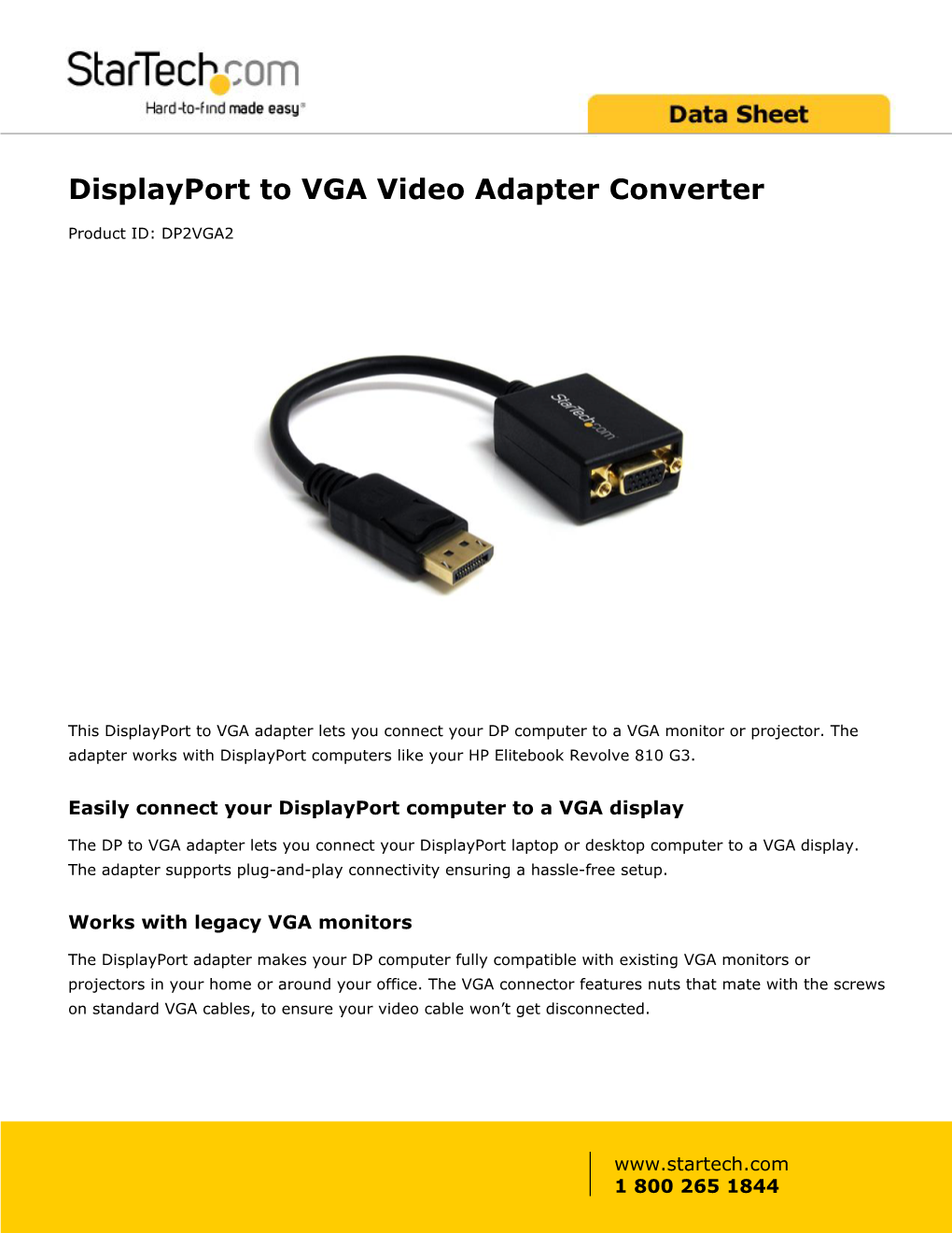 Displayport to VGA Video Adapter Converter