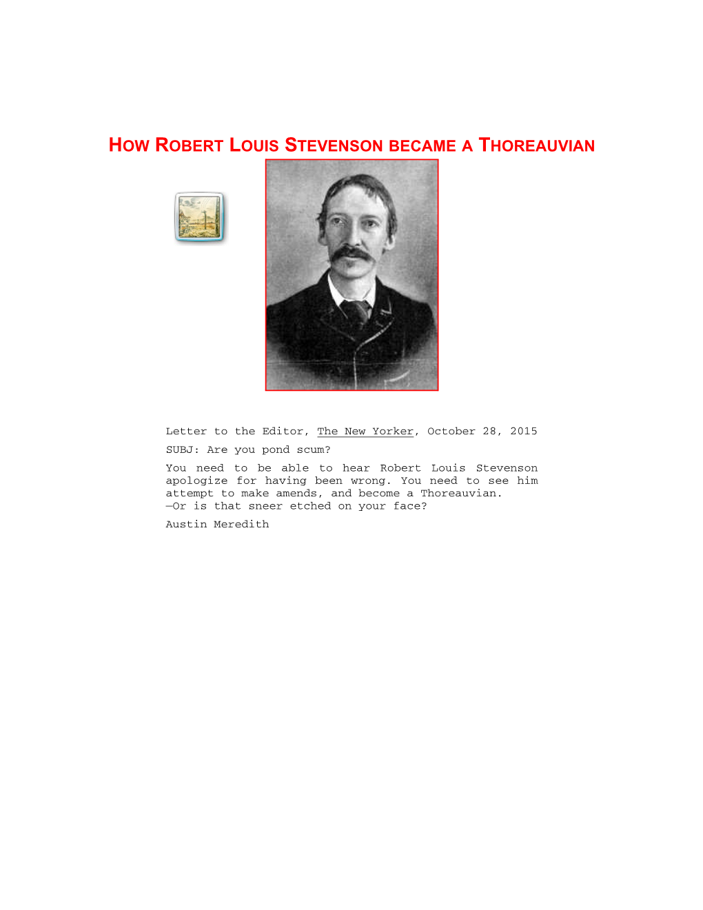 Robert Louis Stevenson Became a Thoreauvian