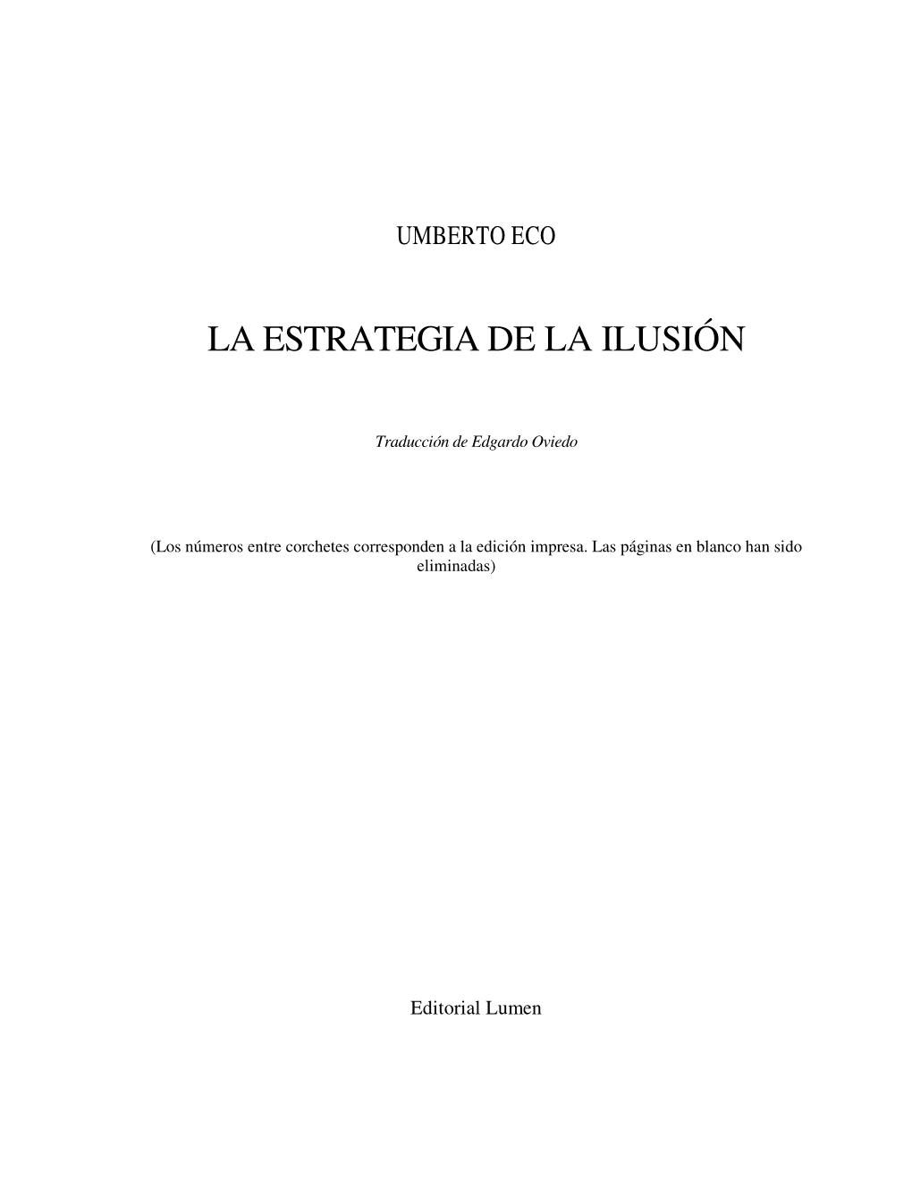 La Estrategia De La Ilusión