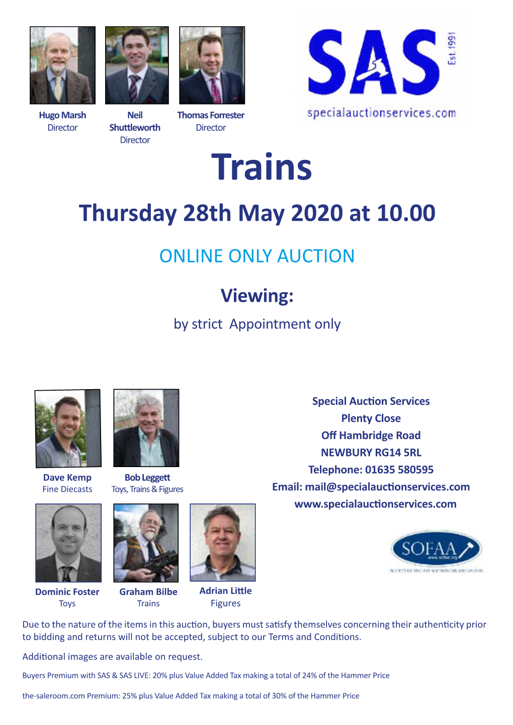 Trains Thursday 28Th May 2020 at 10.00 ONLINE ONLY AUCTION Viewing: by Strict Appointment Only