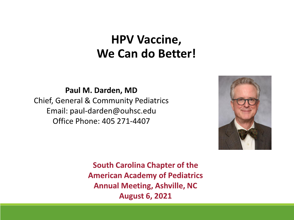 HPV Vaccine, We Can Do Better!