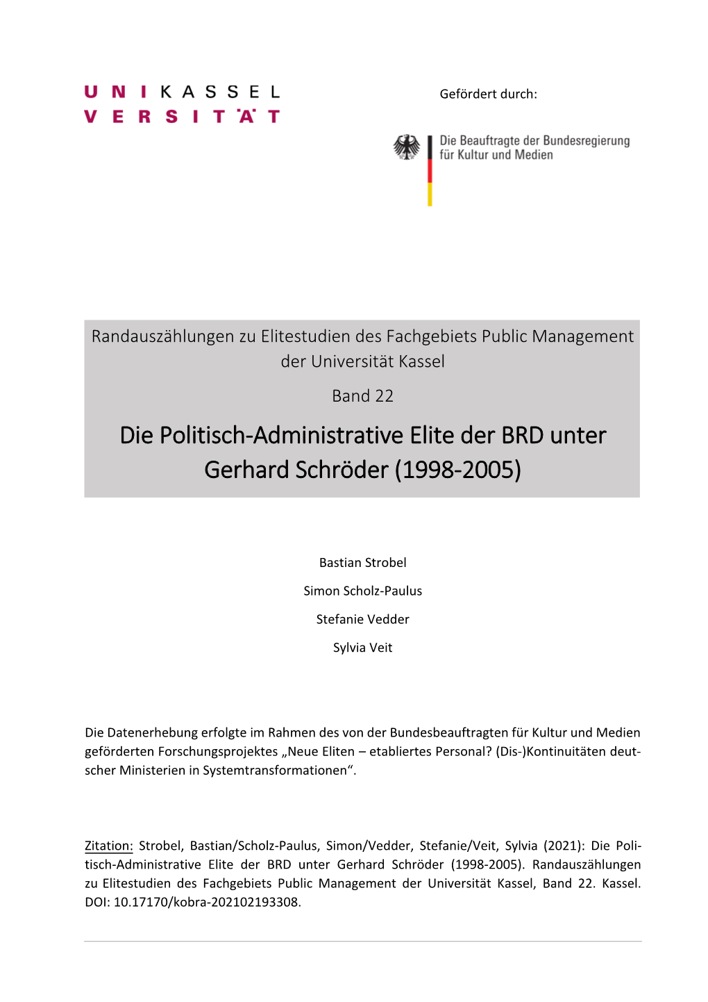 Die Politisch-Administrative Elite Der BRD Unter Gerhard Schröder (1998-2005)