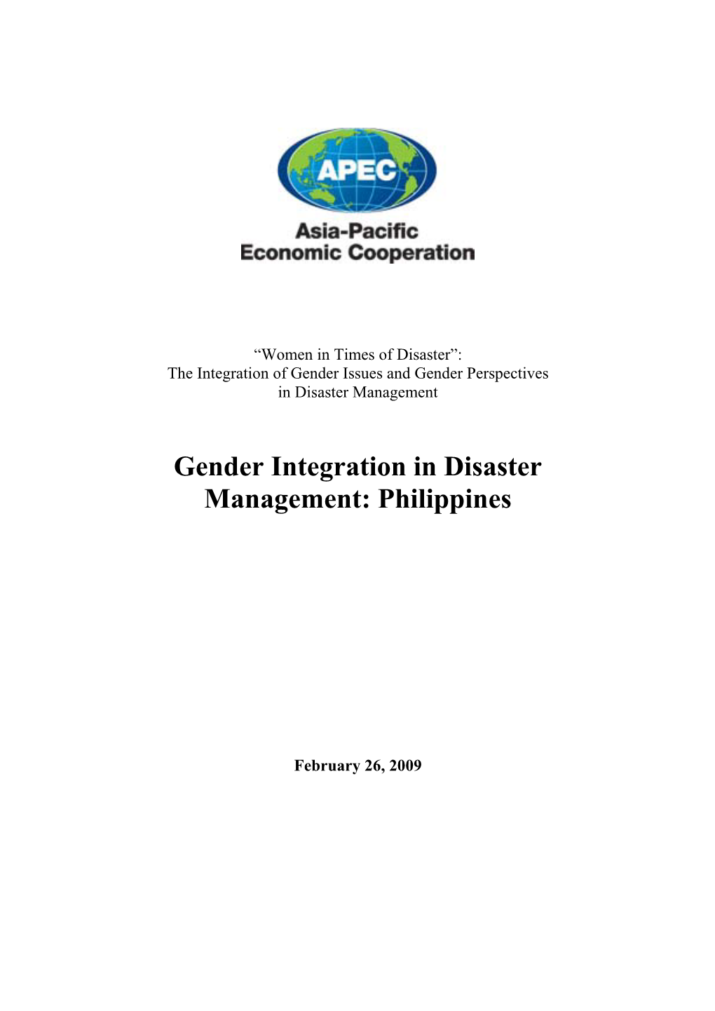 Gender Integration in Disaster Management: Philippines