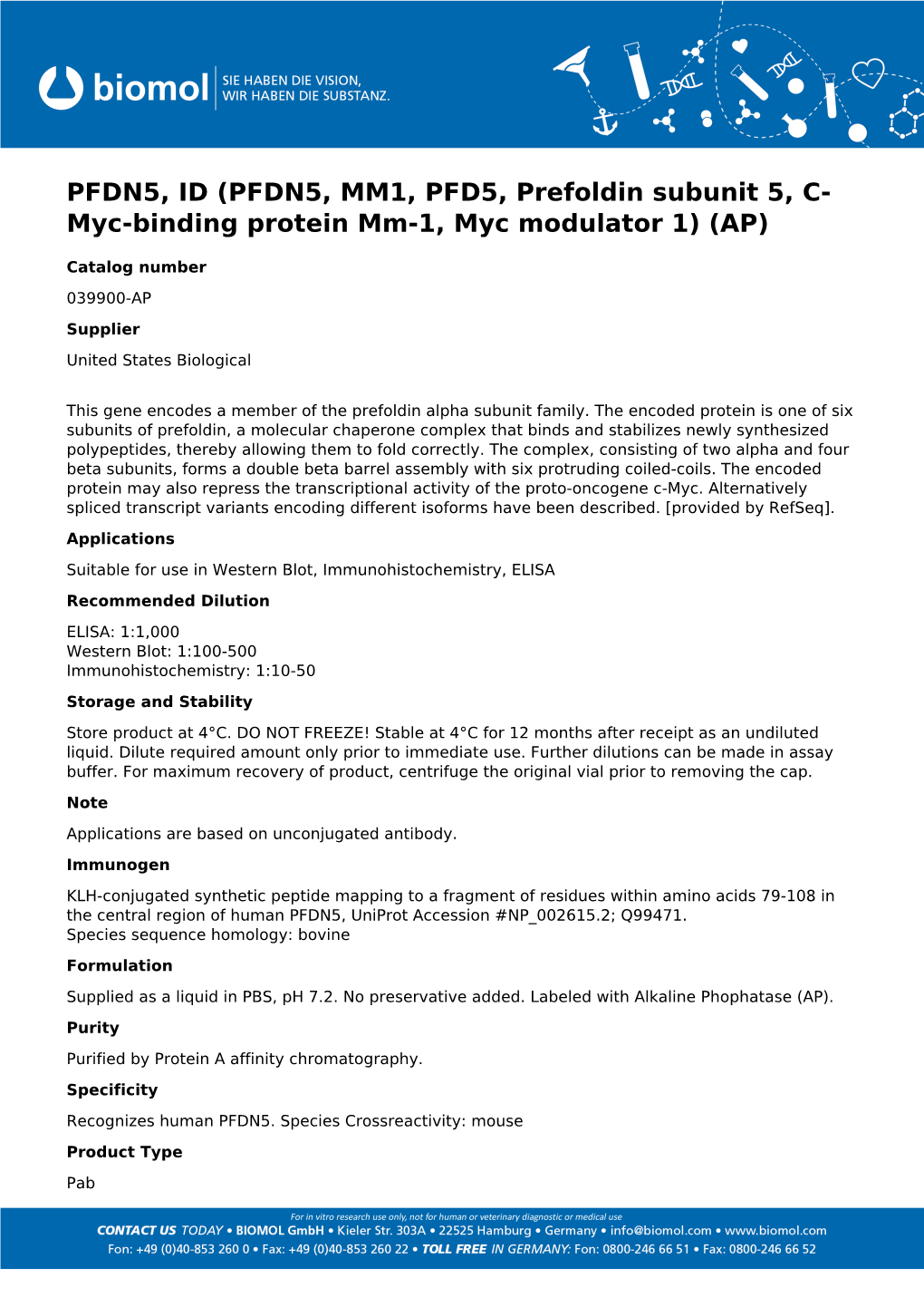 Usbiological Datasheet