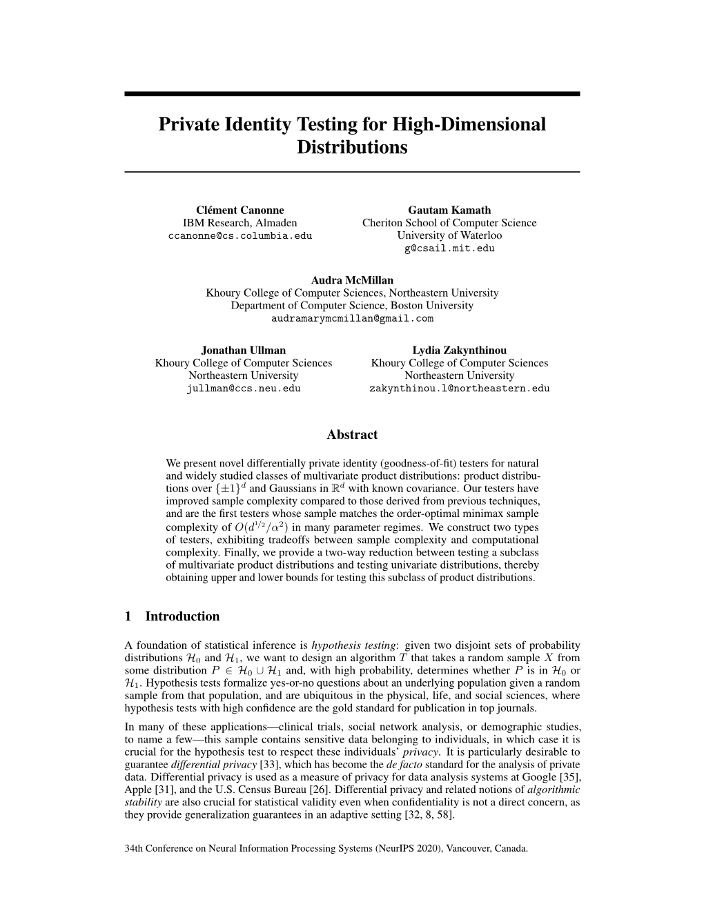 Private Identity Testing for High-Dimensional Distributions