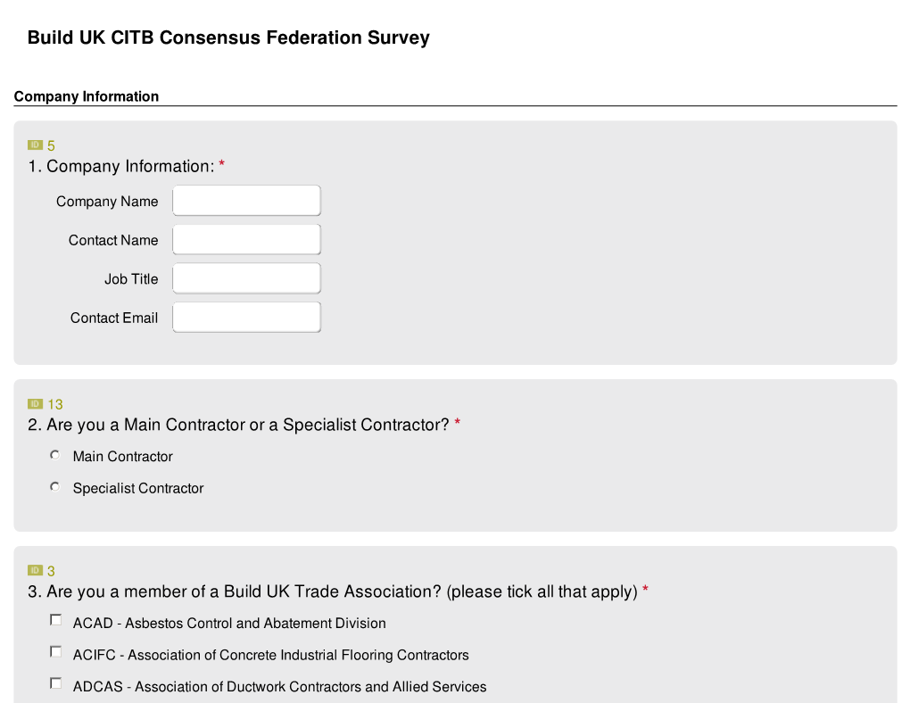 Build UK CITB Consensus Federation Survey
