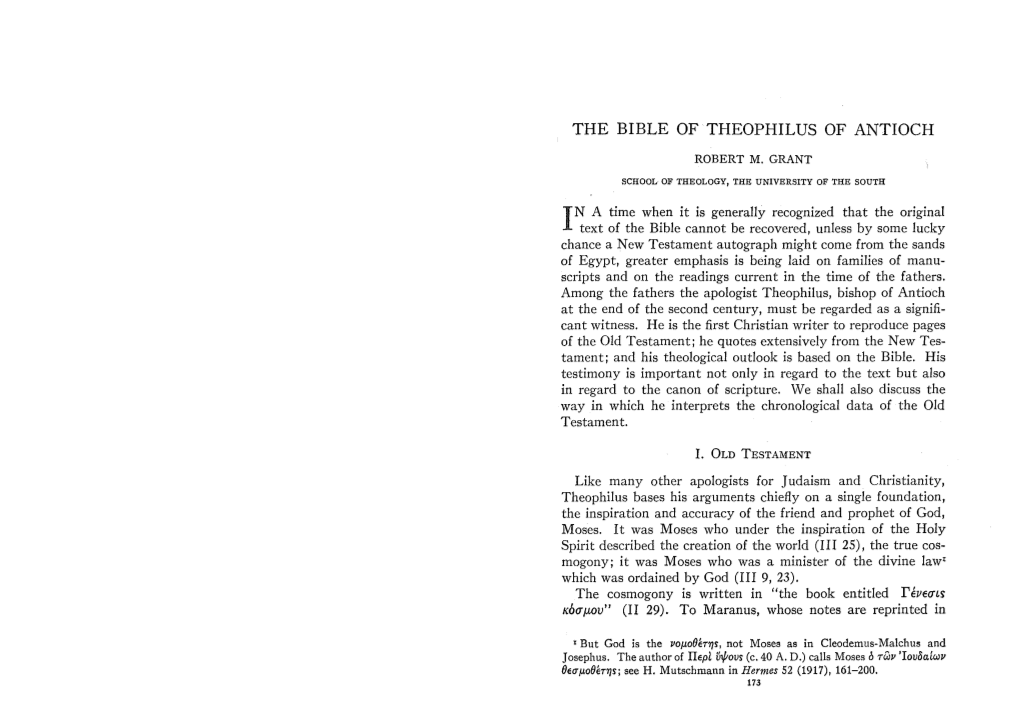 The Bible of Theophilus of Antioch