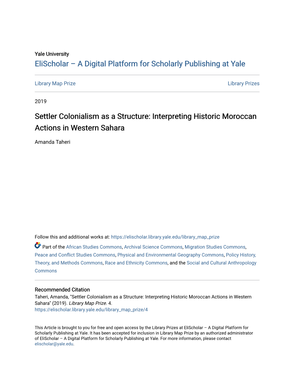 Settler Colonialism As a Structure: Interpreting Historic Moroccan Actions in Western Sahara