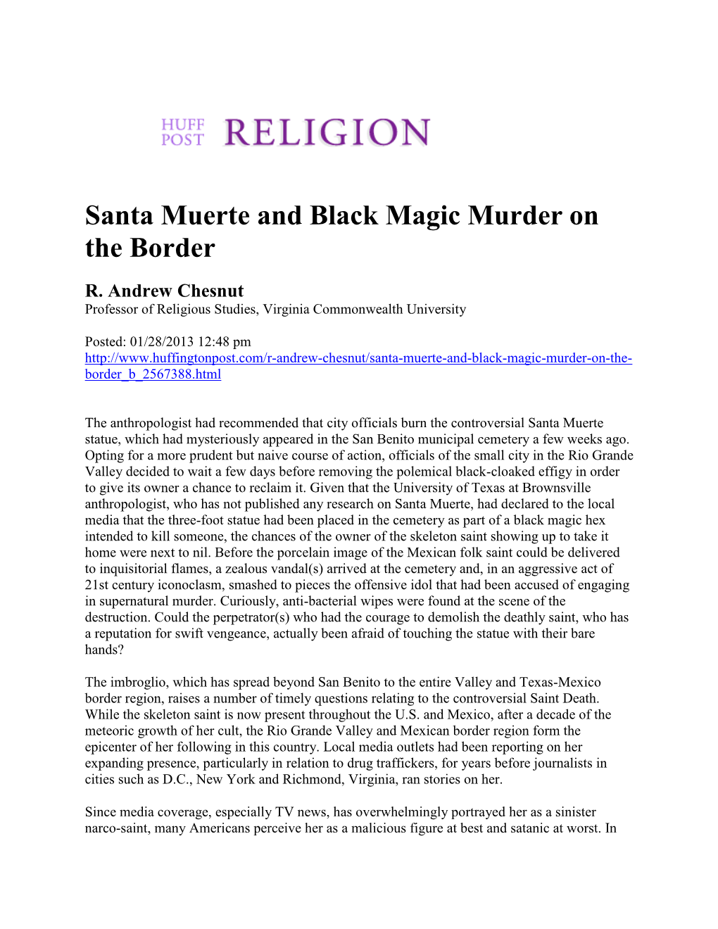 Santa Muerte and Black Magic Murder on the Border