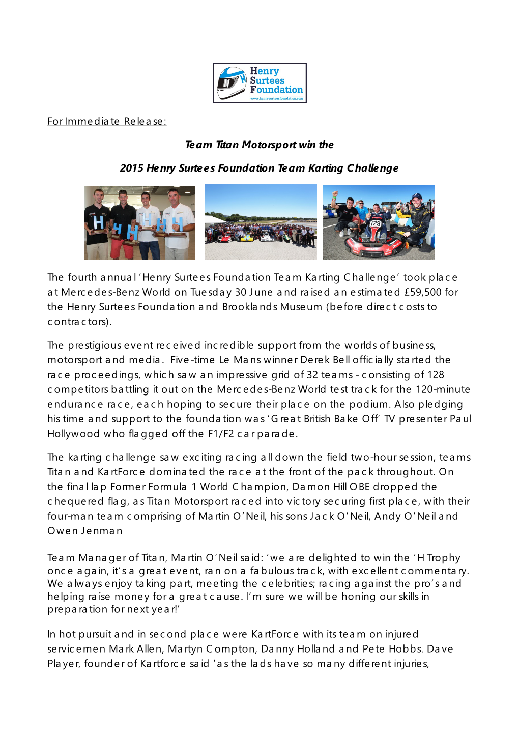 For Immediate Release: Team Titan Motorsport Win the 2015 Henry