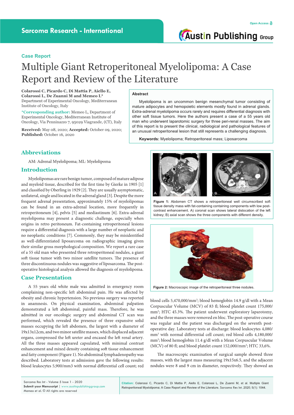 Multiple Giant Retroperitoneal Myelolipoma: a Case Report and Review of the Literature