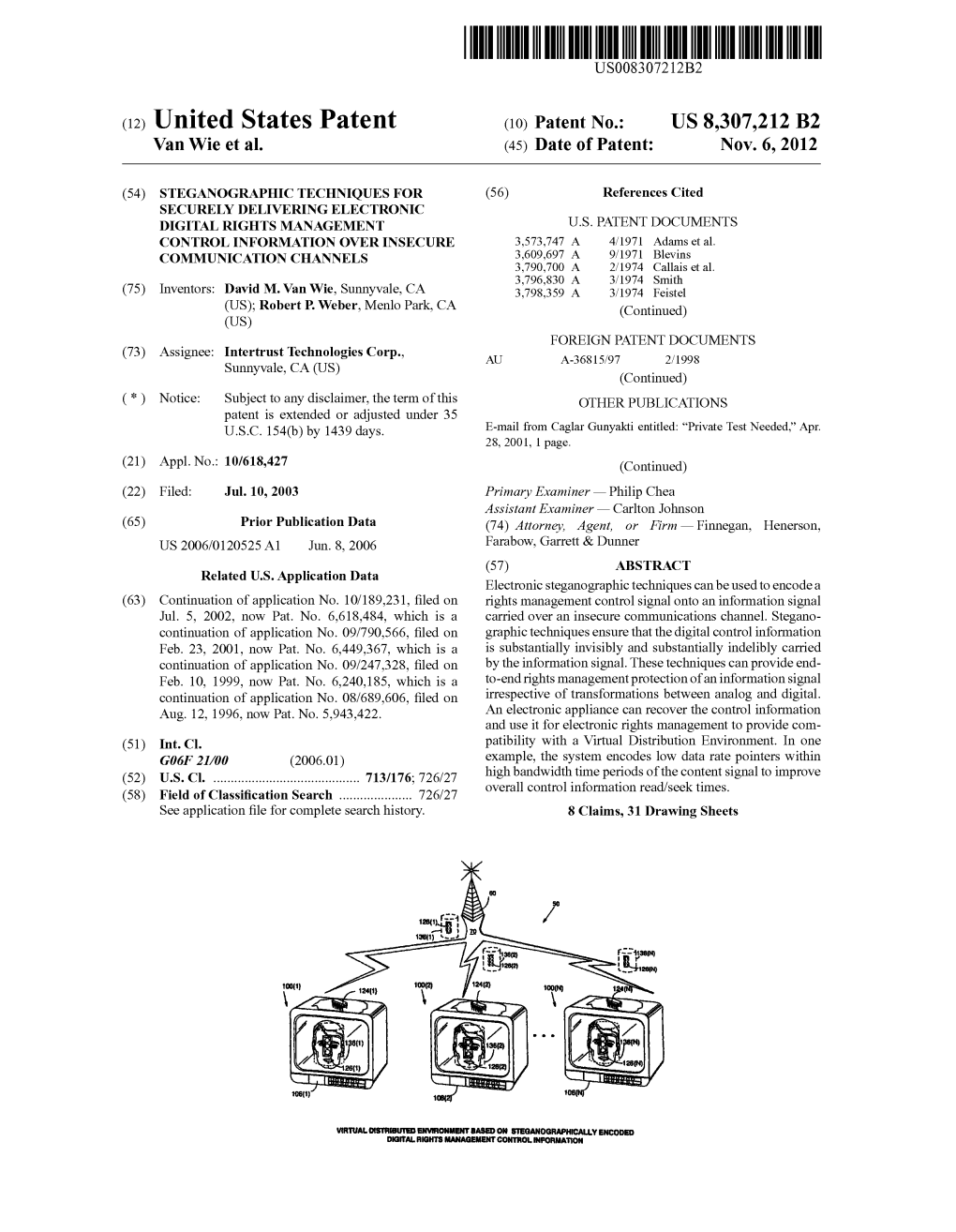 (12) United States Patent (10) Patent No.: US 8,307,212 B2 Van Wie Et Al