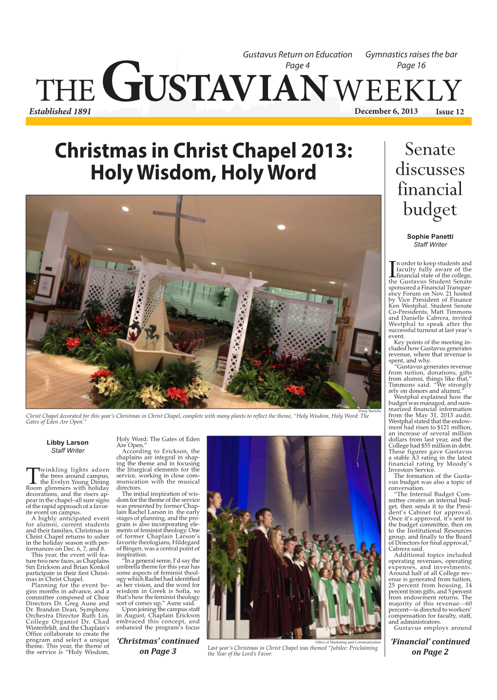 Christmas in Christ Chapel 2013: Senate Holy Wisdom, Holy Word Discusses Financial Budget