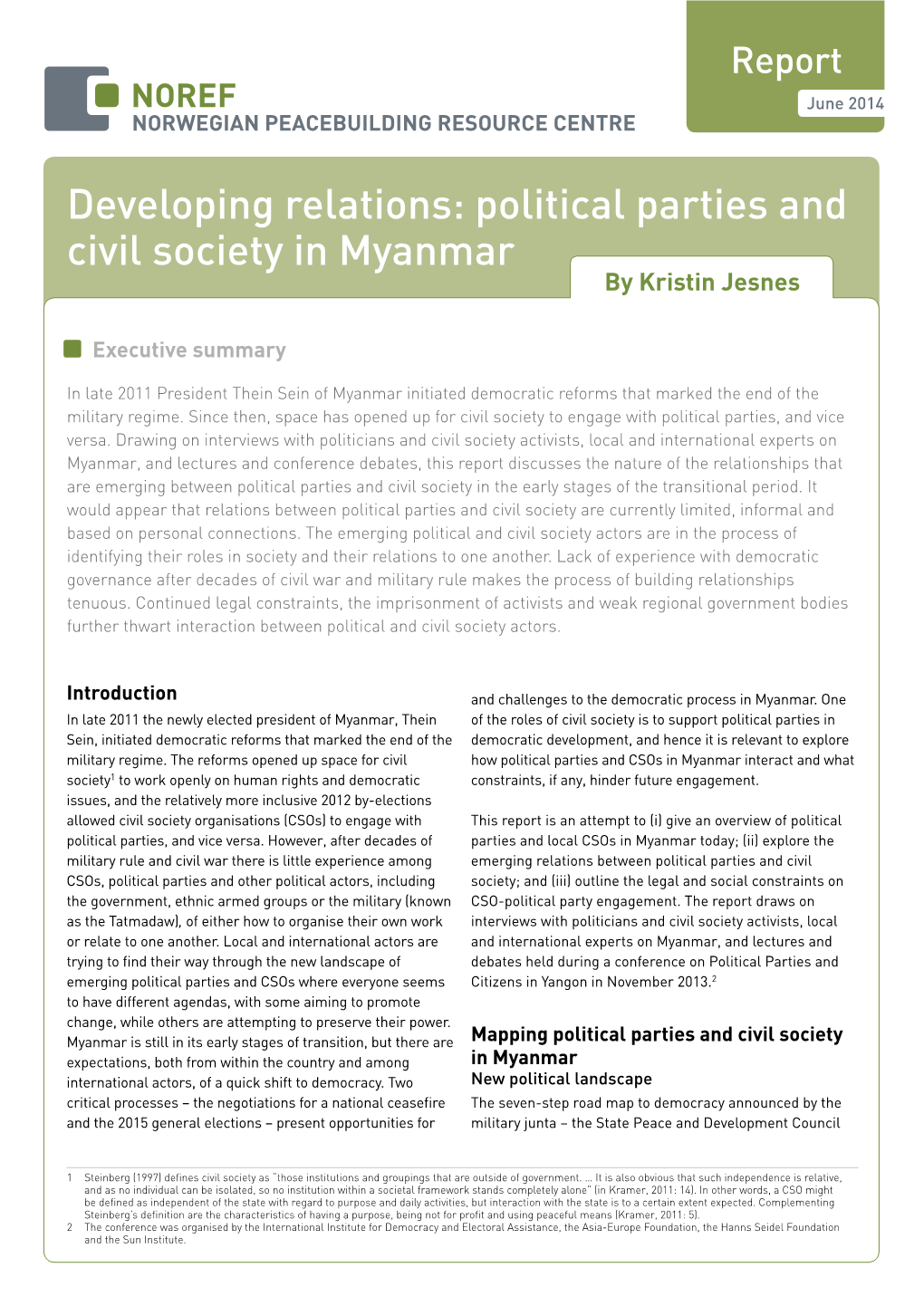 Developing Relations: Political Parties and Civil Society in Myanmar by Kristin Jesnes