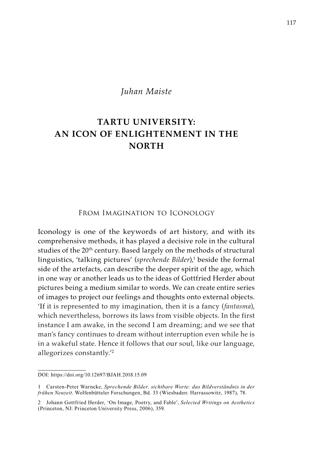 Juhan Maiste TARTU University: an ICON of ENLIGHTENMENT IN