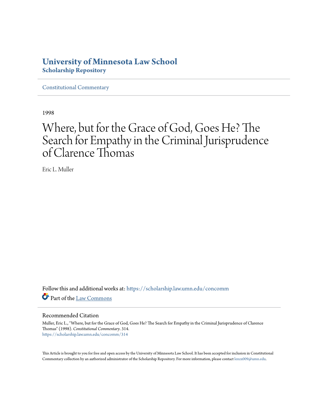Where, but for the Grace of God, Goes He? the Search for Empathy in the Criminal Jurisprudence of Clarence Thomas Eric L