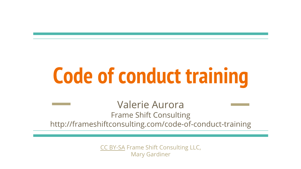 Code of Conduct Training