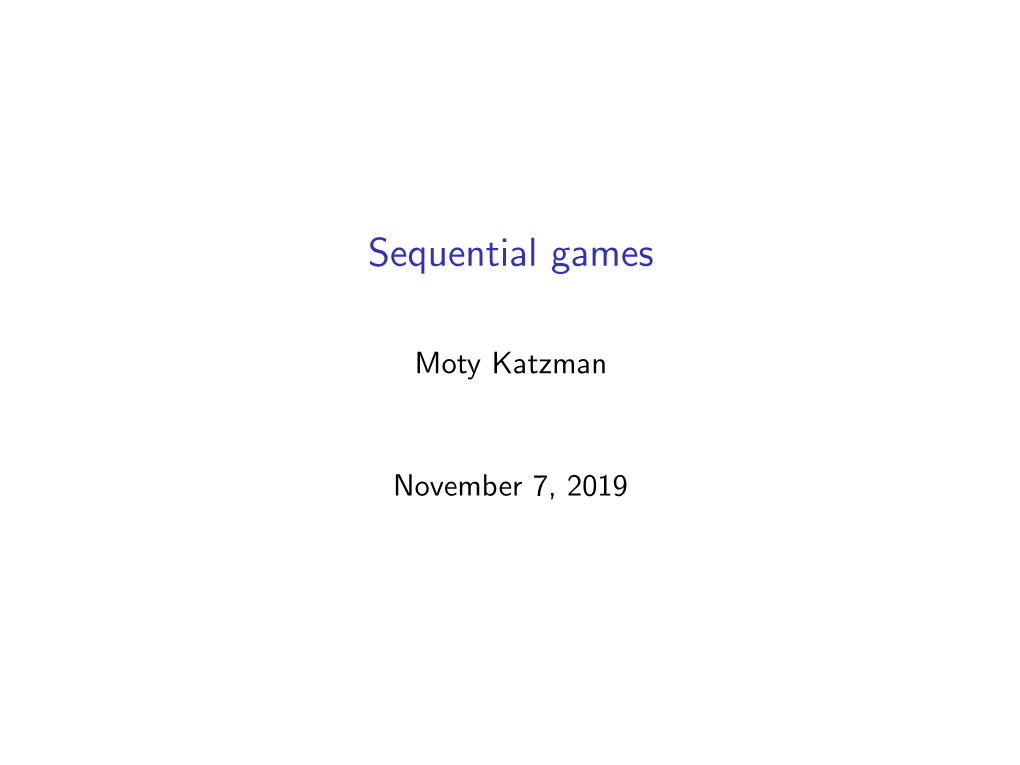 Sequential Games