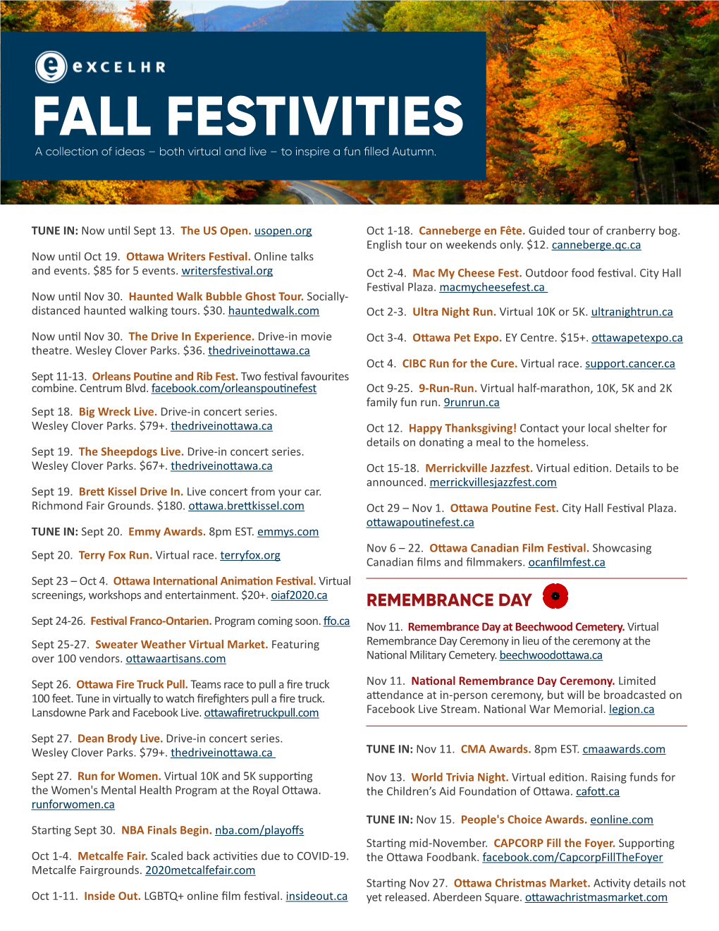 FALL FESTIVITIES a Collection of Ideas – Both Virtual and Live – to Inspire a Fun Filled Autumn