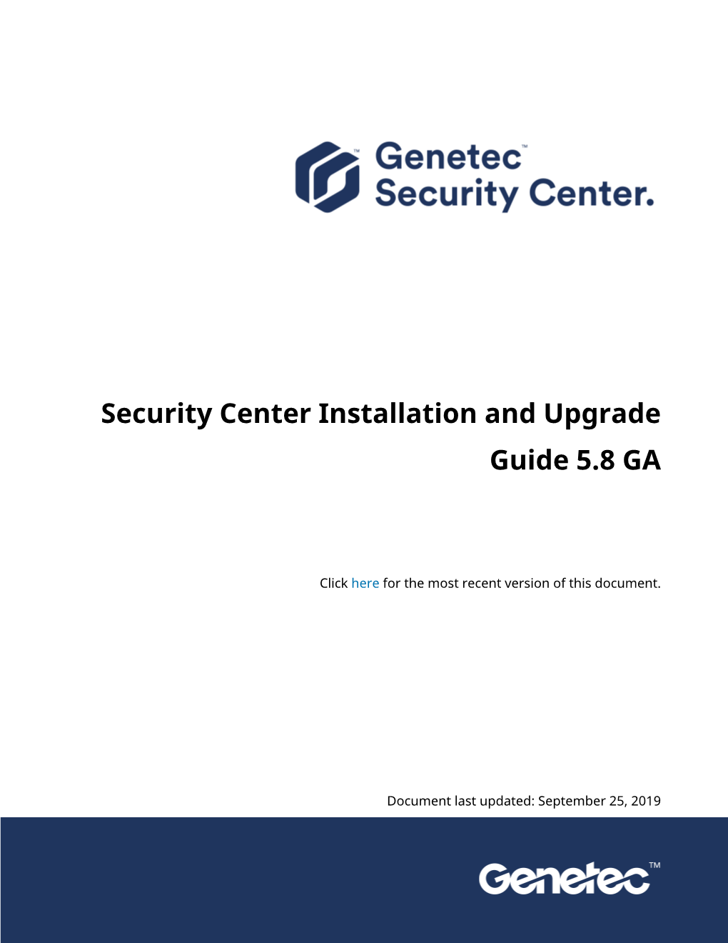 Security Center Installation and Upgrade Guide 5.8 GA