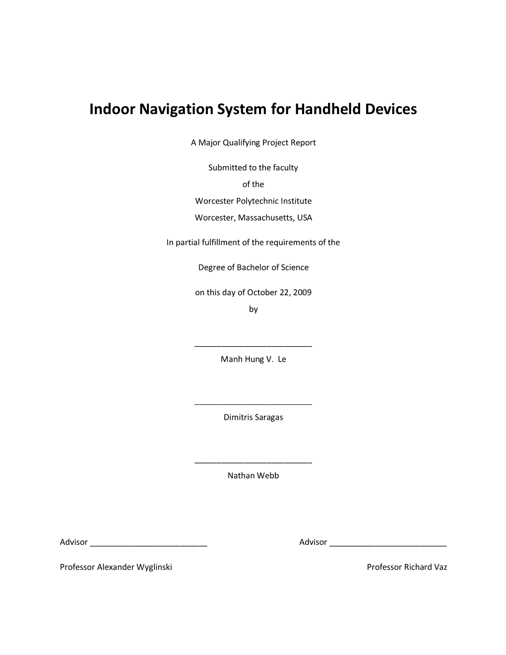 Indoor Navigation System for Handheld Devices