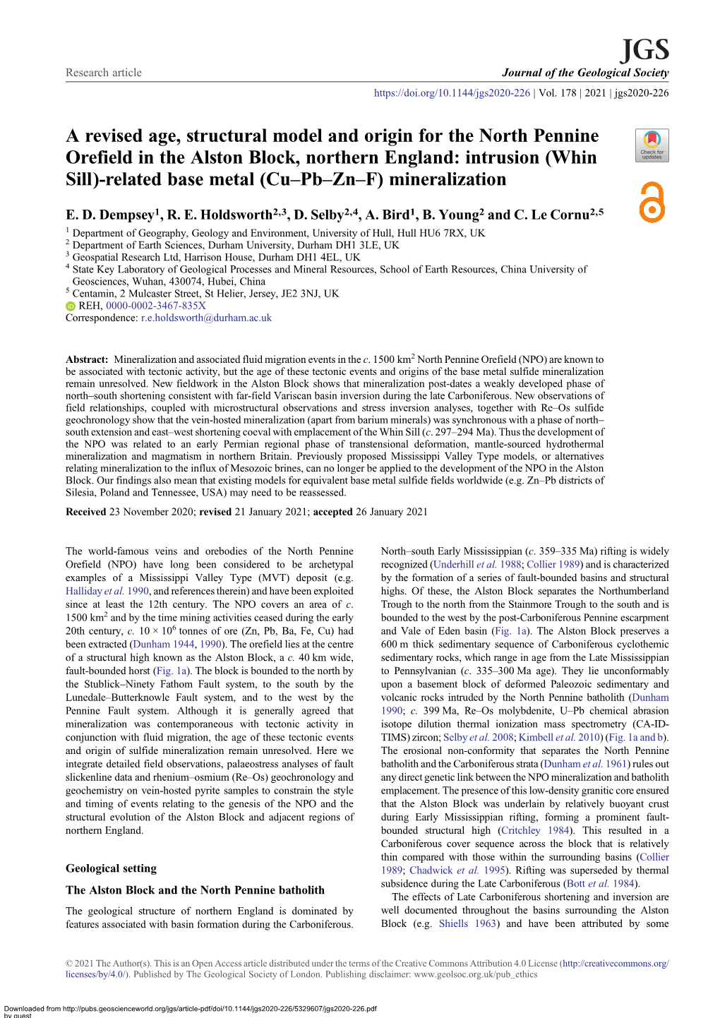 Whin Sill)-Related Base Metal (Cu–Pb–Zn–F) Mineralization