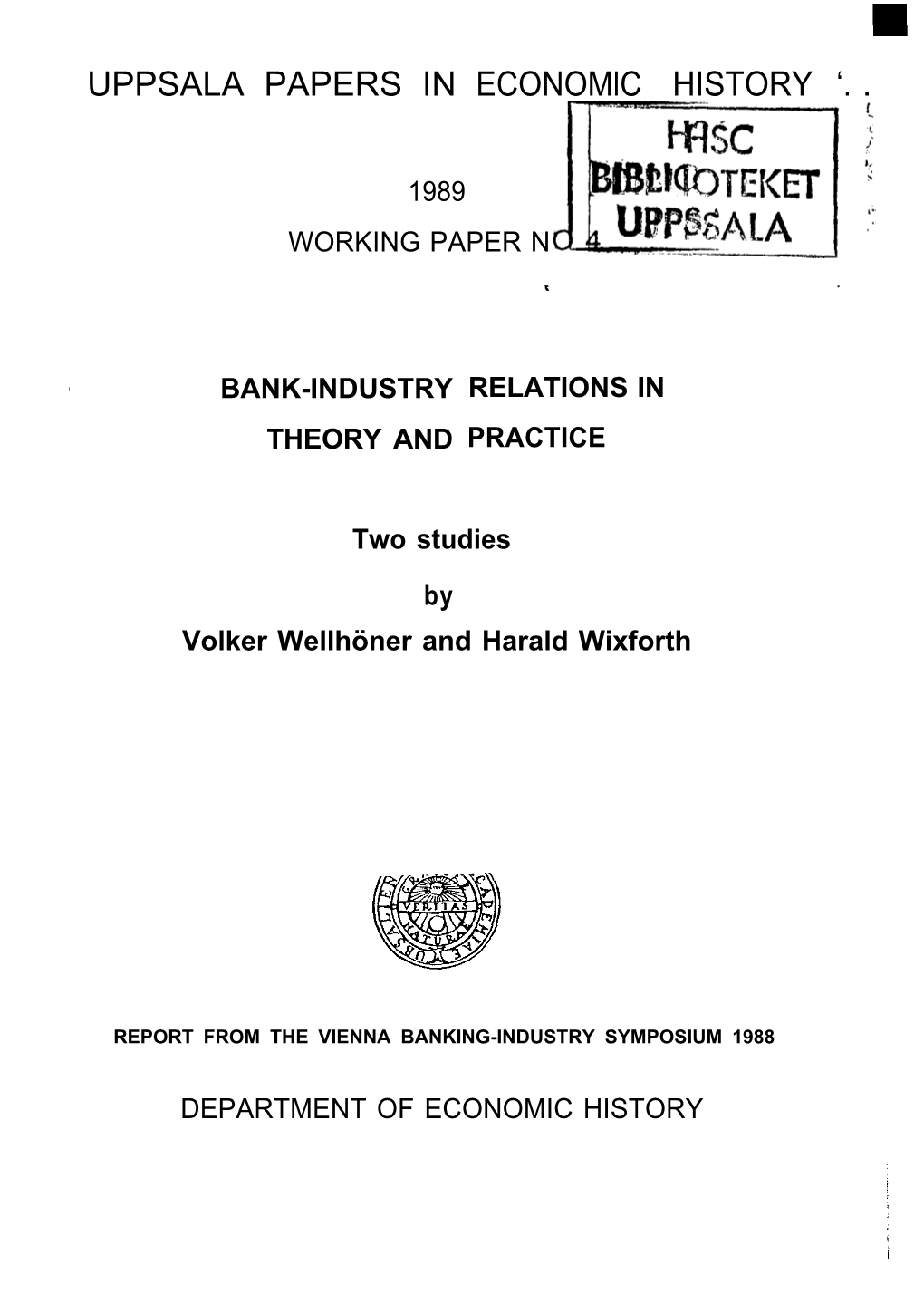 UPPSALA PAPERS in Economlc HISTORY '.